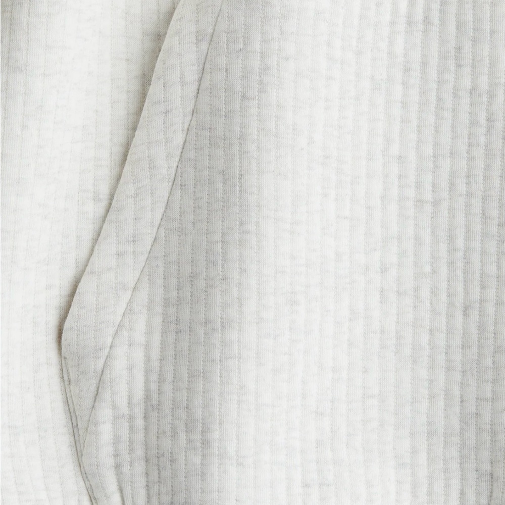 H&M Boys White Melange Ribbed Hoodie Cotton Sweatshirt Size 12/14 NWT - Picture 2 of 8